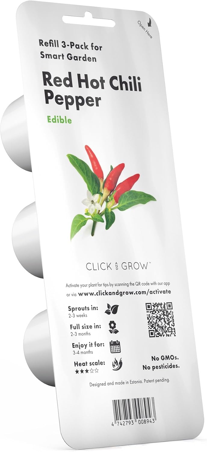 Click and Grow Smart Garden Red Hot Chili Peppers Plant Pods, 3-Pack