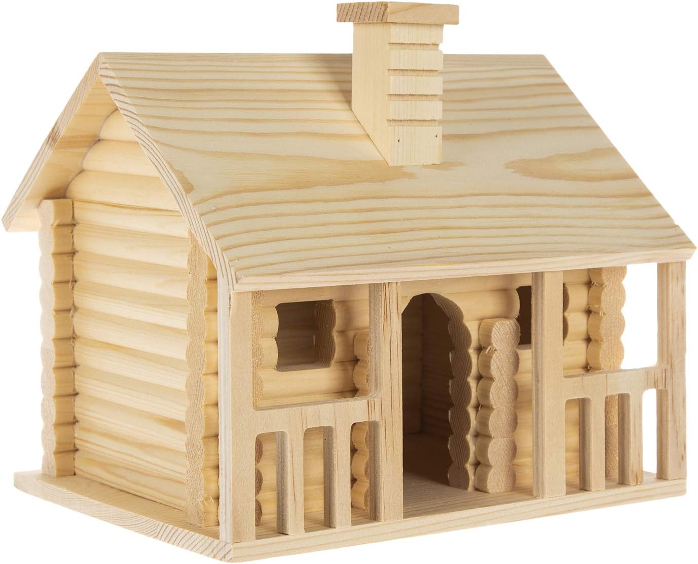 Hobby Lobby Woodpile Fun! DIY Paintable Customizable Log Cabin Unfinished Wood Birdhouse for Kids and Adults