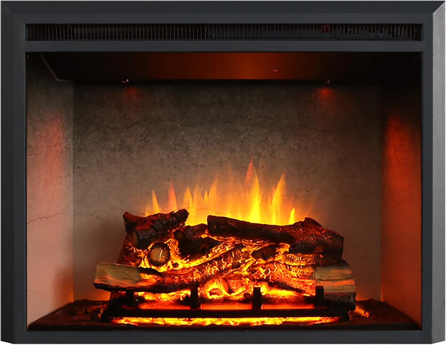 RICHFLAME 33 Inches, Edward Electric Fireplace Insert with Fire Crackling Sound, Weathered Concrete Interior, Remote Control, 750/1500W, Black
