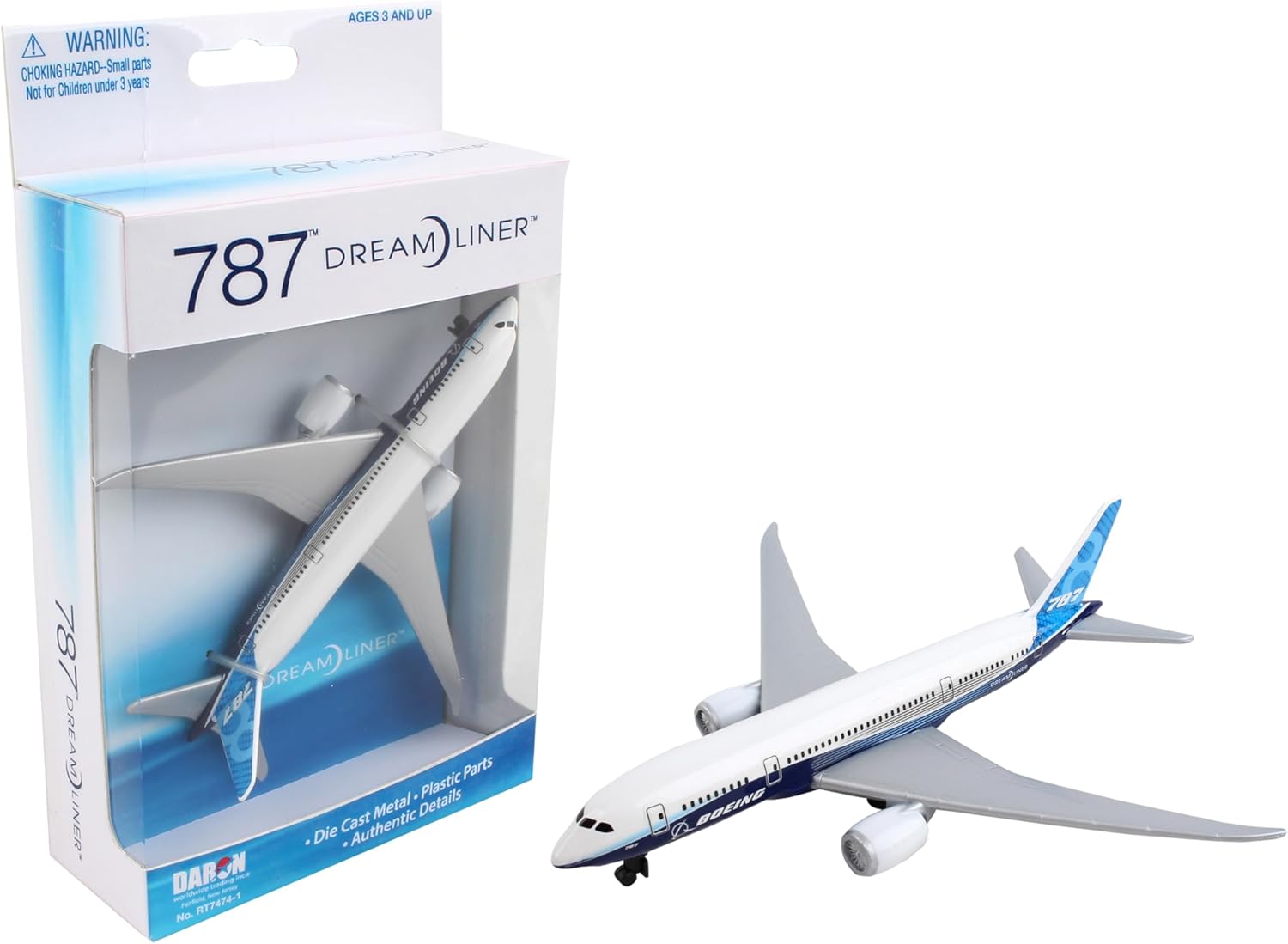 Daron (RT7474 Boeing 787 Dreamliner Single Plane, White and Blue