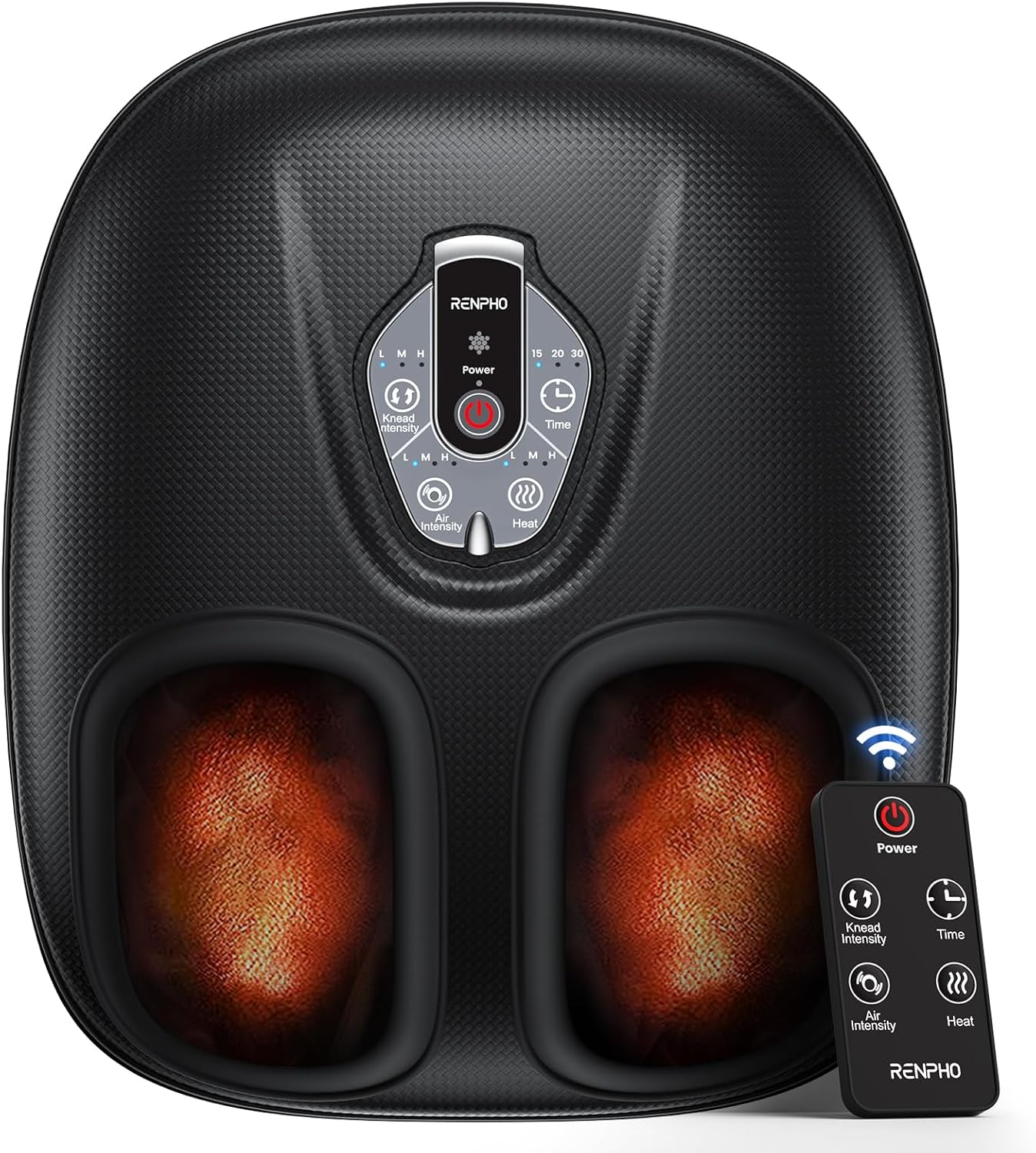 RENPHO Portable Foot Massager Machine with Heat for Plantar Fasciitis, Shiatsu Kneading, Compression, 3 Intensity Electric Feet Massager, Gifts for Men Women