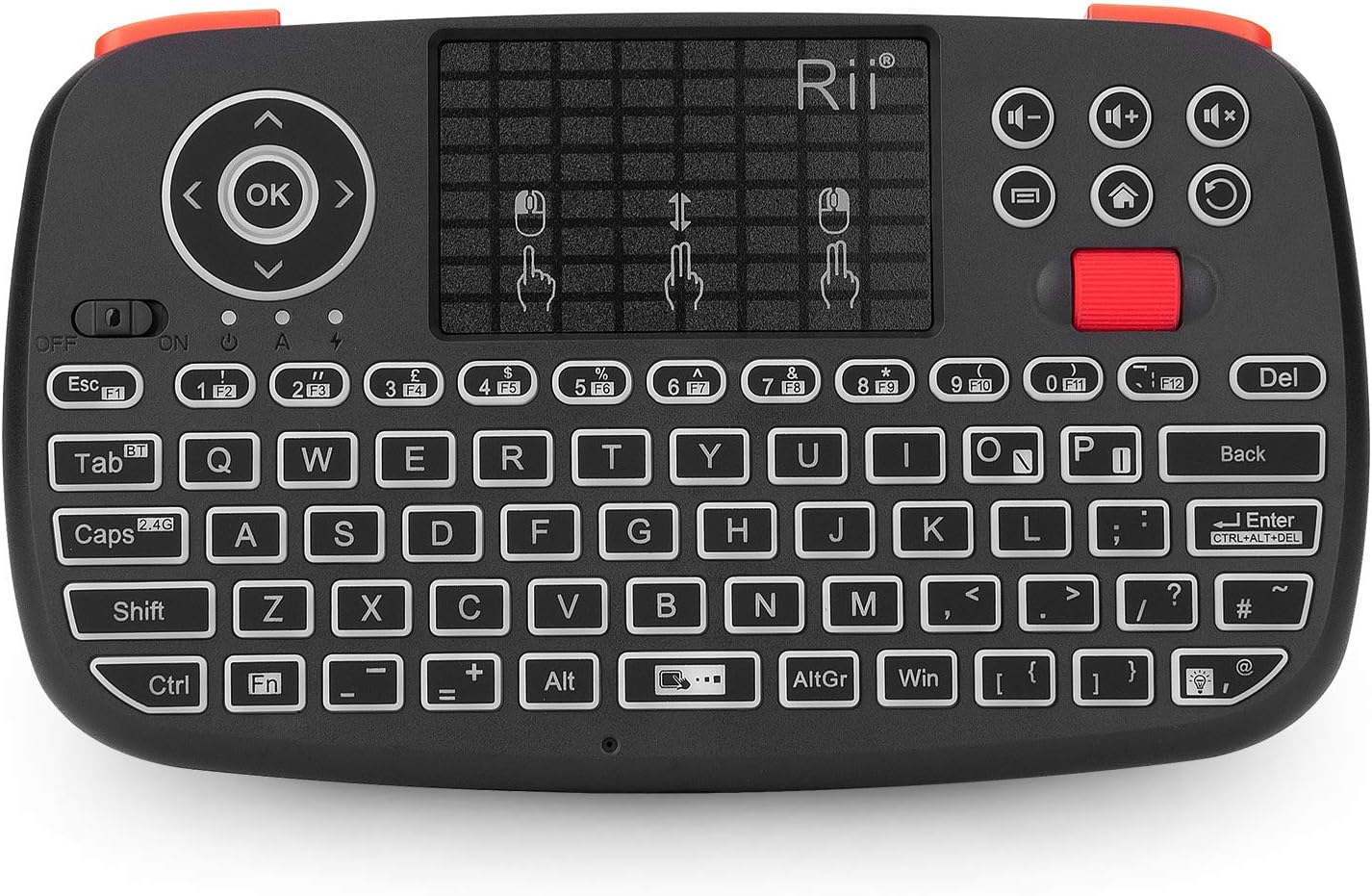 New Dual Mode Wireless Multimedia Keyboard with Touchpad Mouse Rii I4 Bluetooth 4.0 with 2.4G Wireless Mini Keyboard with Scroll Button LED Backlit Rechargeable Battery