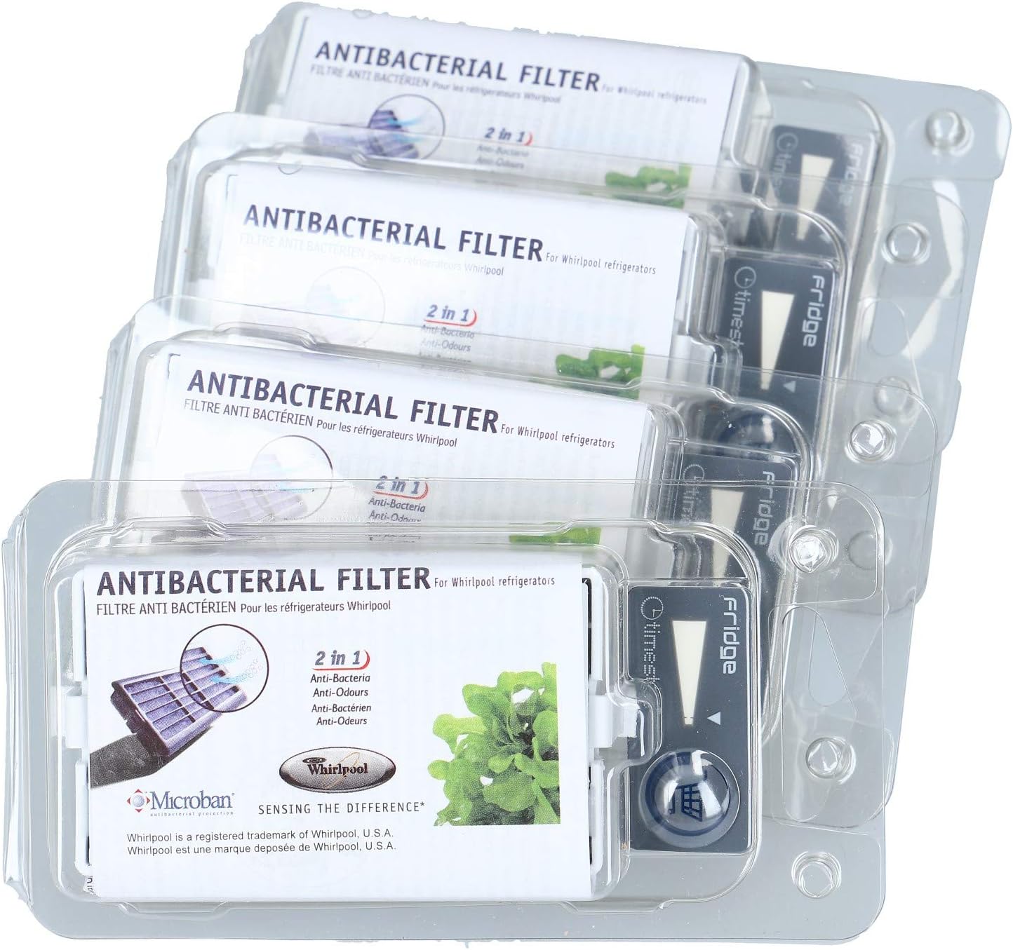 Whirlpool | 4-pack - Microban ANT001, ANT-001, ANTF-MIC, 481248048172 - Antibacterial Filter for Refrigerator - Air Protector