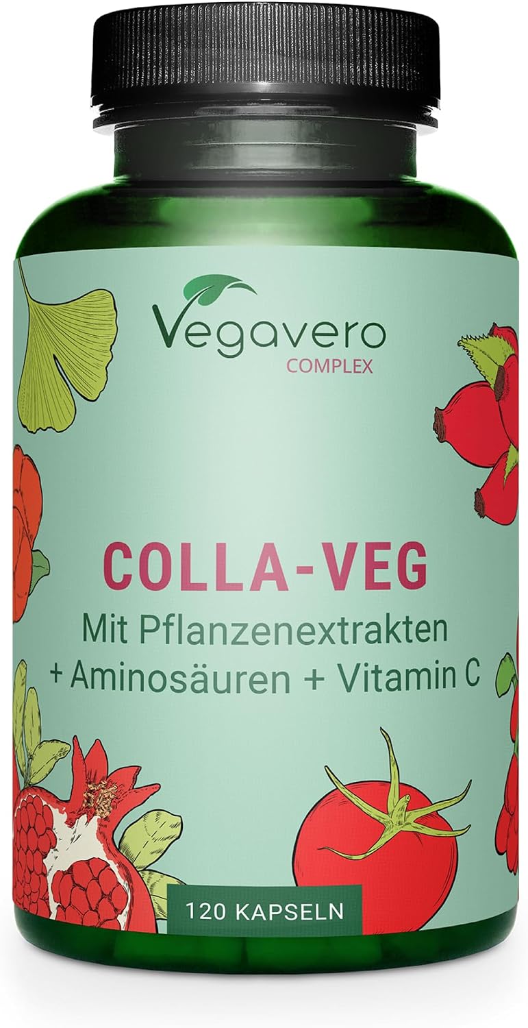 Vegavero Vegan Collagen Supplement 2000 mg | Complex with L-Lysine, L-Proline, Vitamin C (Acerola) & Superfoods Extracts | NO Additives, Lab-Tested | 120 Capsules