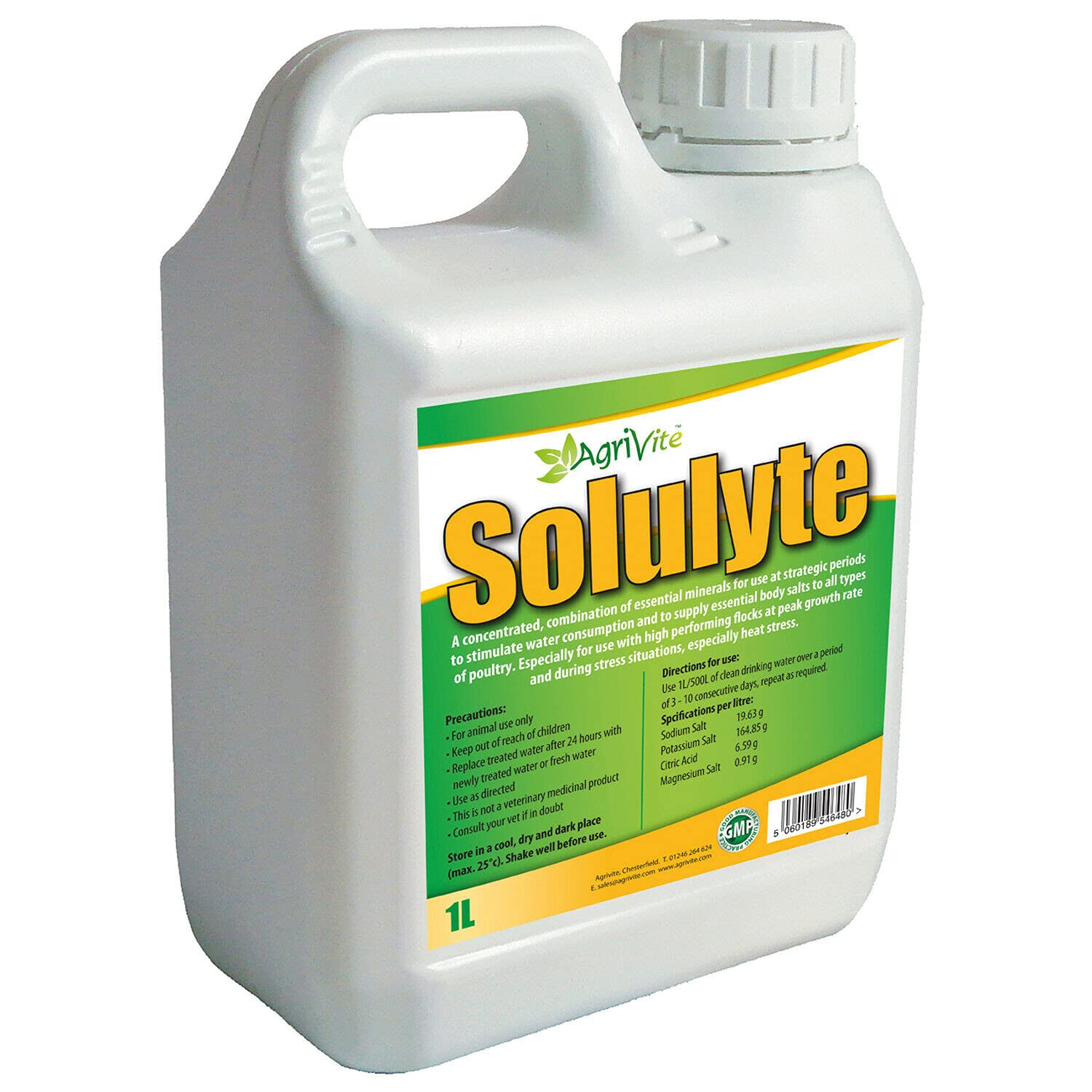 Agrivite Solulyte 1L Poultry Bird electrolytes body salt replacement Tonic Vit