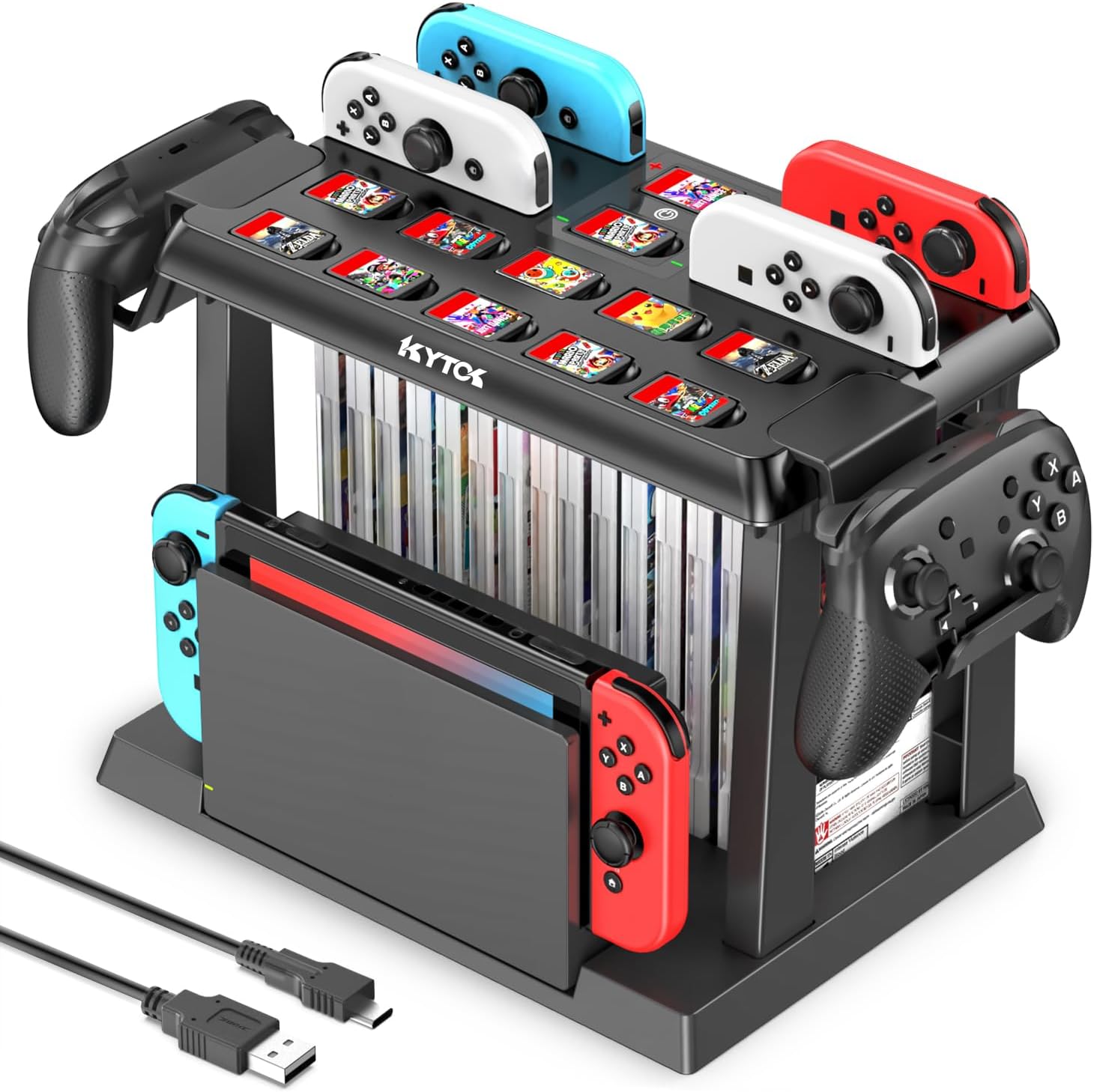 Switch Organizer Station with Controller Charger, Charging Dock for Nintendo Switch & OLED Joycons, Storage for Games, TV Dock, Pro Controller, Accessory Kits