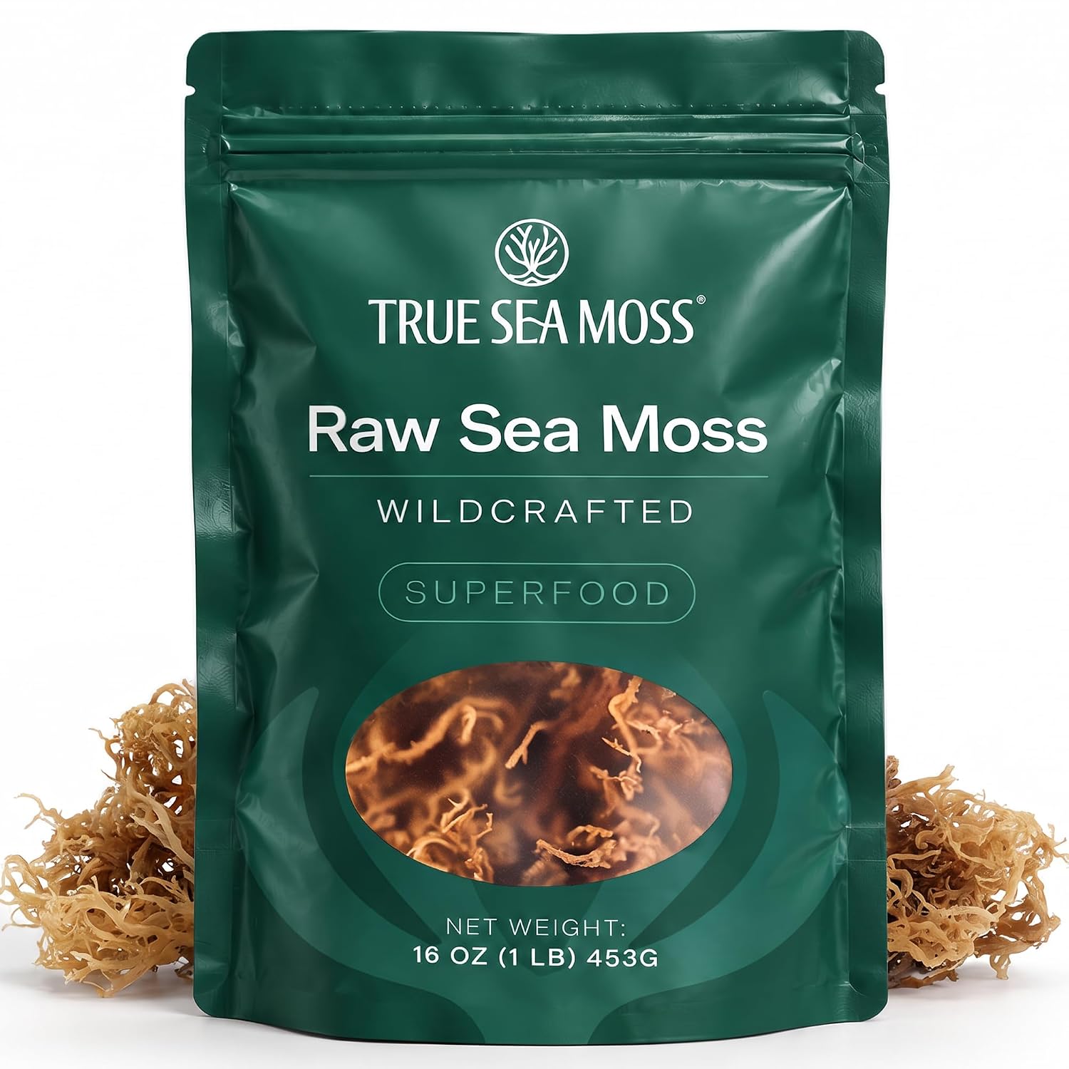 TrueSeaMoss Raw Sea Moss, Wildcrafted Irish Moss, 16oz (1lb) for Gel