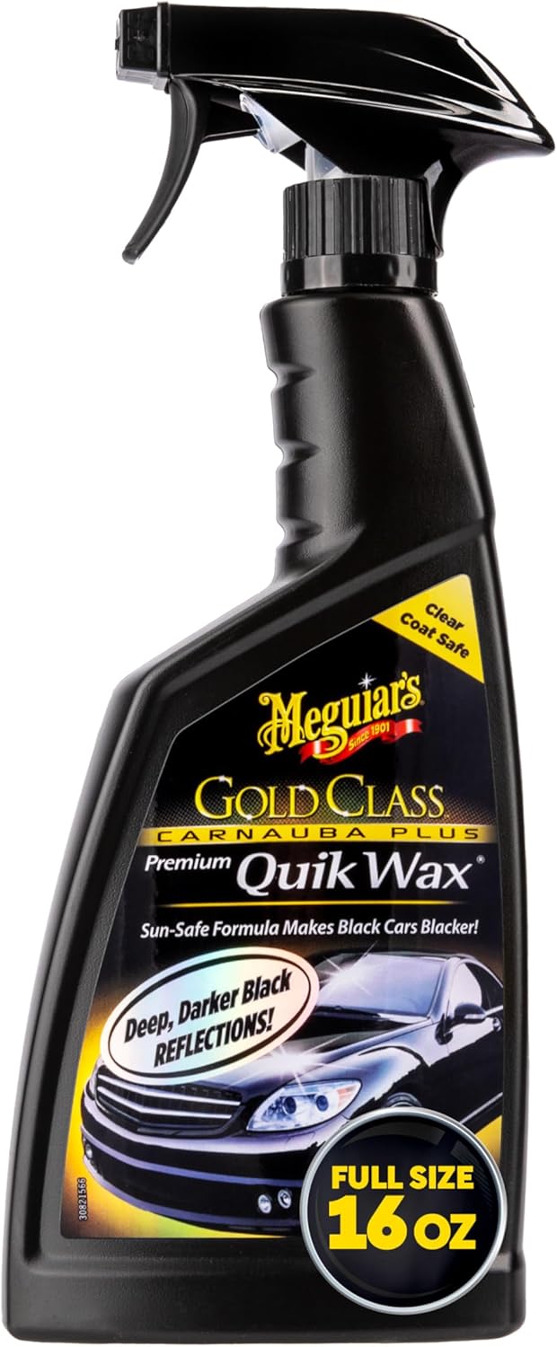 Meguiar's G7716 Gold Class Carnauba Quik Wax, Special Blend for Richness and Shine, Clear Coat Safe Meguiar's Quik Wax, Spray that Leaves Lasting Results without Residue, 16 Oz Containe