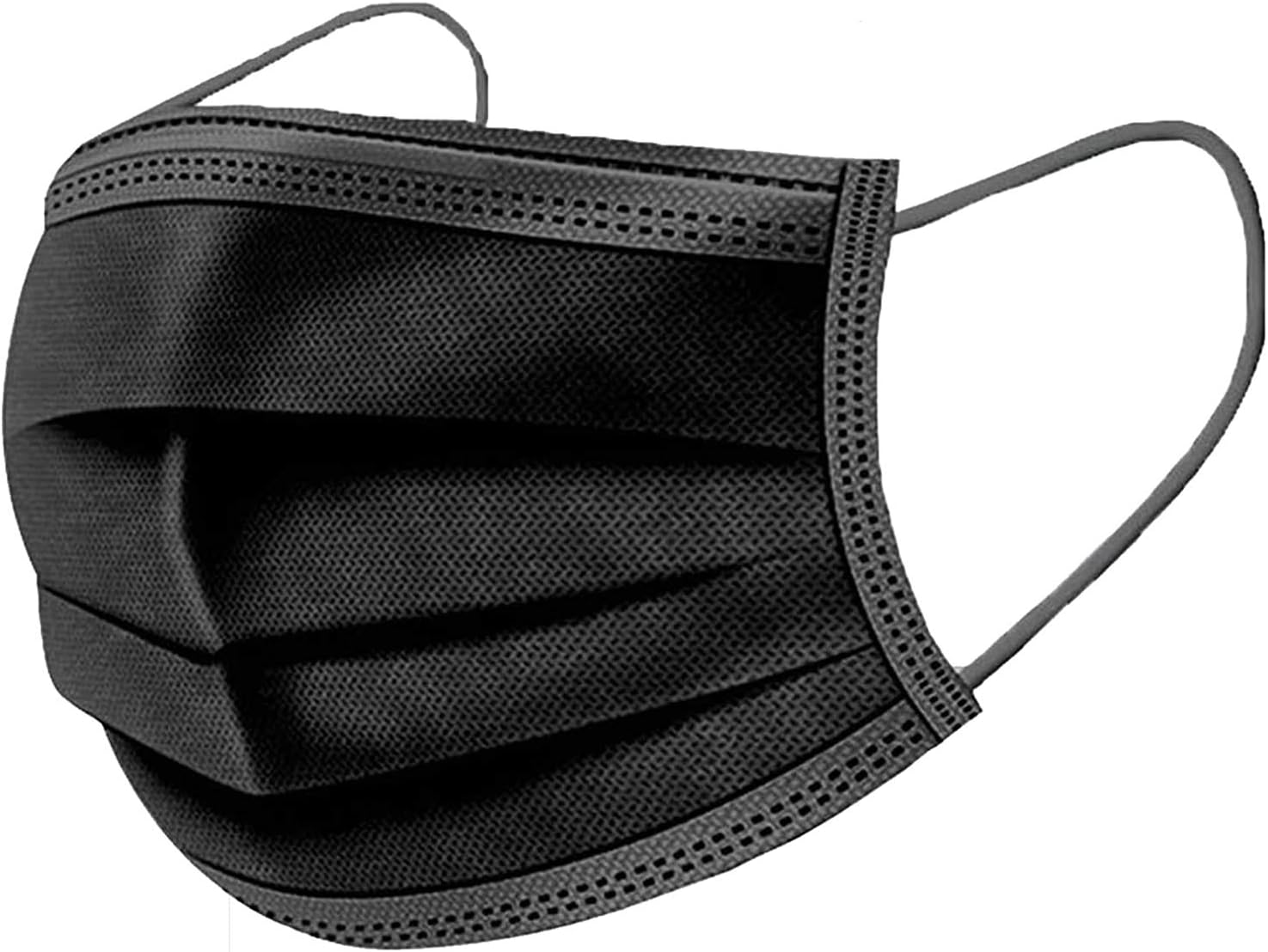 True Face Disposable Face Mask Black 3-Ply Safety Earloop Protection Mask PPE General Use Dust Proof Fold Flat Covering UK Stock
