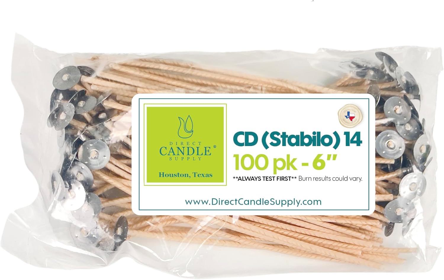 Stabilo CD 14 6 Inch Candle Wicks 100pk | Stabilo CD 14 candle wicks 100pk for stable flame, clean burn, and consistent performance in candle making.
