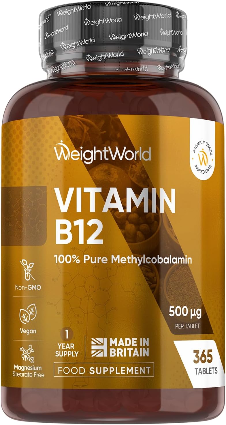Vitamin B12 Tablets - 365 Tablets - 1 Year Supply - 1 per Day - 500mcg