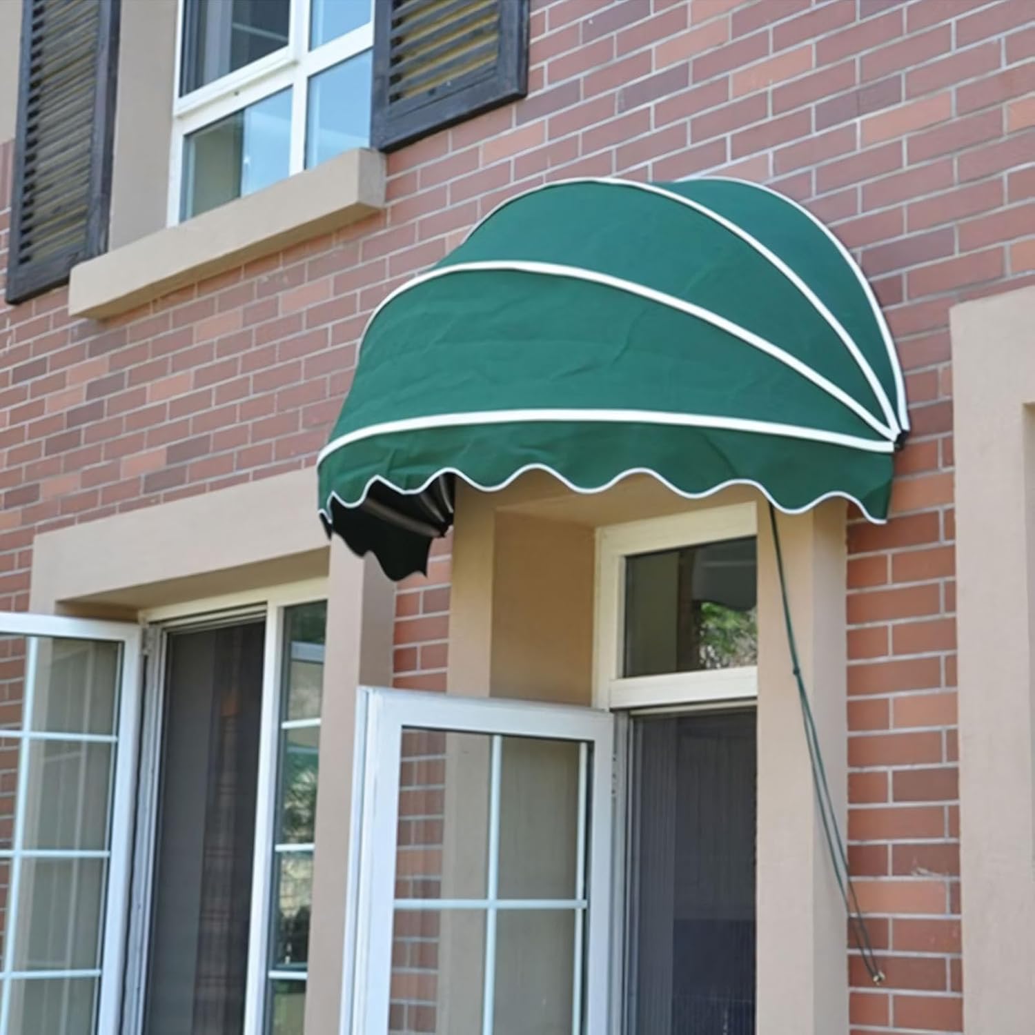 Curved Retractable Awning, Polyester Foldable Awning, Waterproof Home Patio Awning, Front Door Canopy, Round Awnings