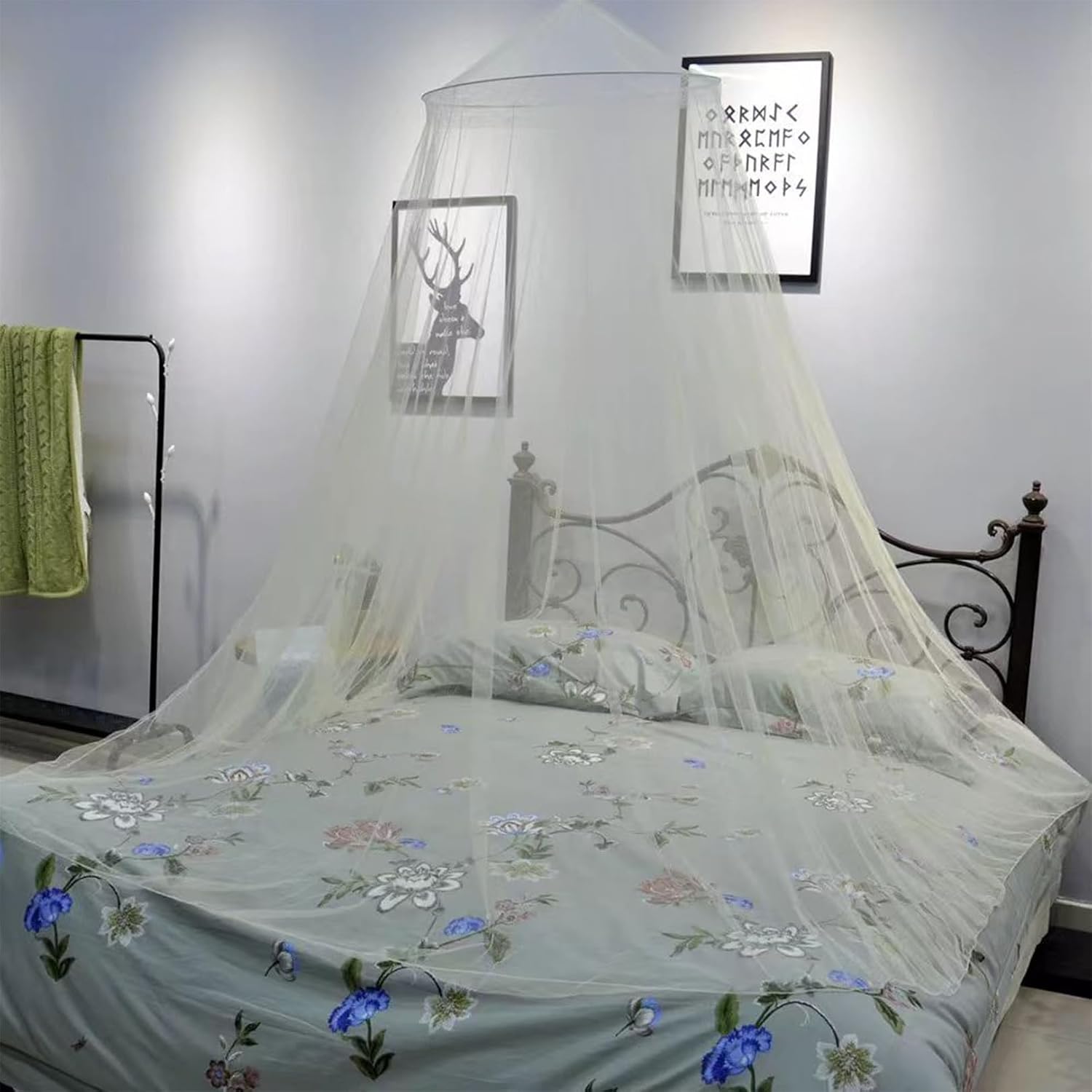 Mosquito Net,Bed Canopy Tent Portable Mesh Camping Nets Travel Fly Netting Folding with Frame White Dome Anti-Falling Foldable Adjustable Bedspread Bottomless Compact Polyester,for Household Campings