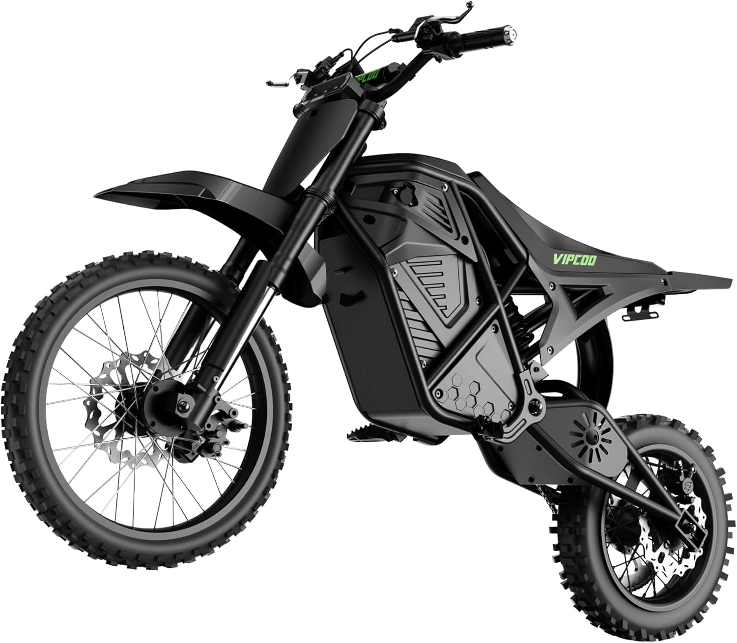 VIPCOO H3 Electric Dirt Bike for Teens and Adults, 3500W Electric Motorcycle, Up to 40MPH / 45° Slope / 45 Miles Range, 14"/12" Fat Tire E Dirt Bike with Nitrogen Suspension Fit Age 13+