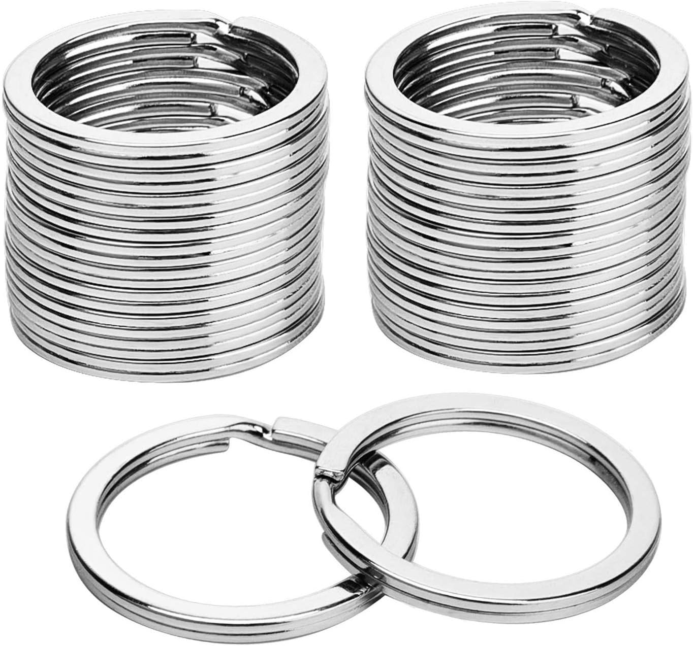 KINGFOREST 100-Pack 1 Inch Metal Key Rings (25mm) - Silver Split Keychain Rings for Keys, DIY Crafts, Home, Car & Office Accessories - Durable Nickel Flat Keyrings Bulk