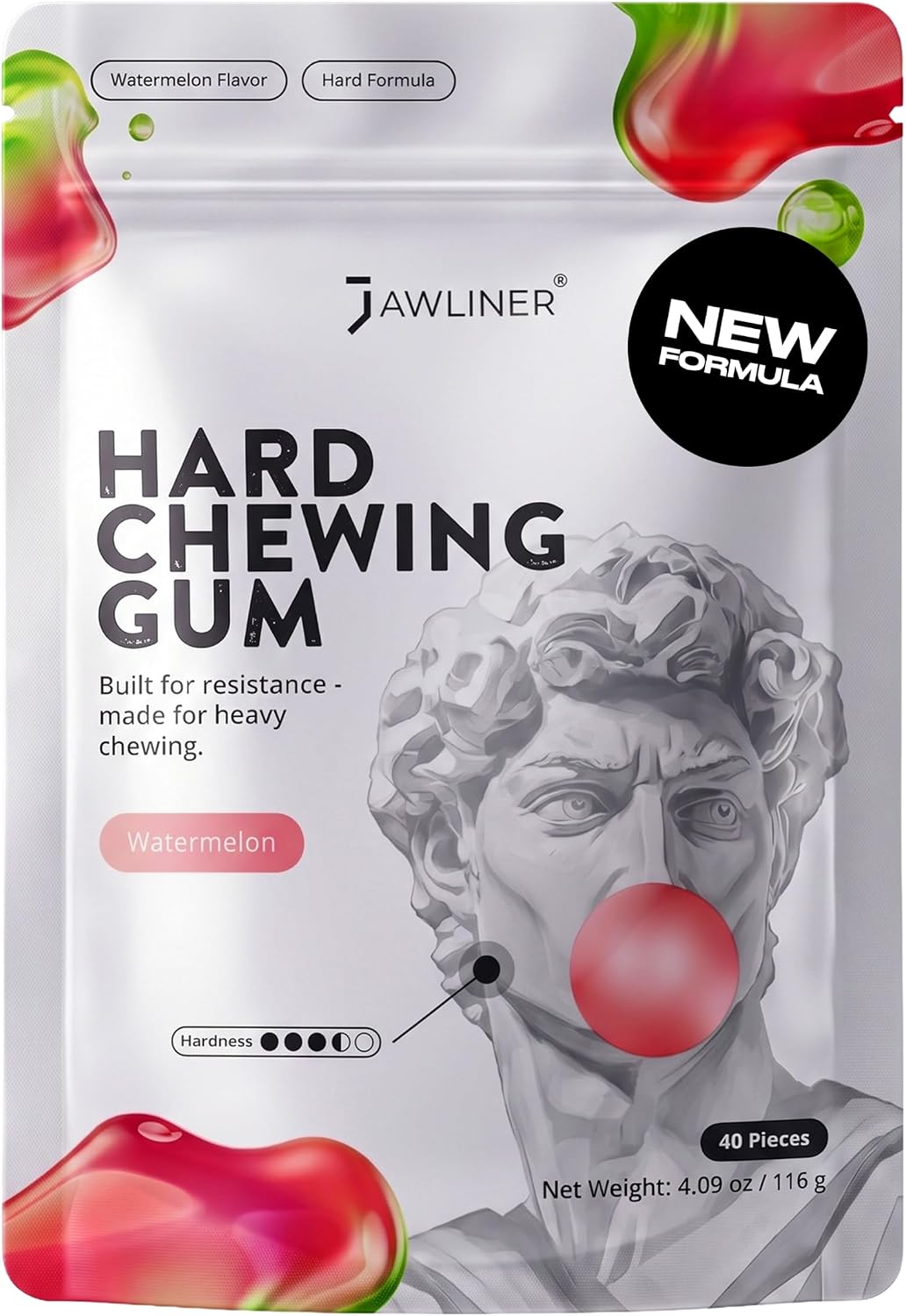 JAWLINER Hard Gum – Hard Chewing Gum for Jawline & Jaw Training, 40 Pieces