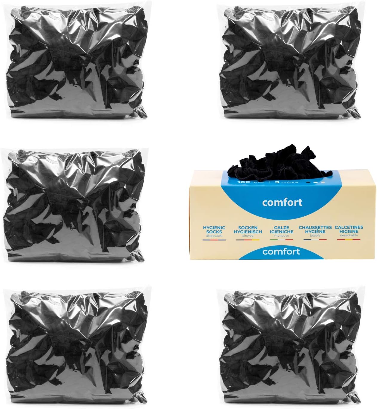 Refill 500pcs Disposable Hygienic Try On Socks, Comfort Line, Unisex, One Size