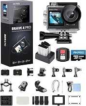 AKASO Brave 4 Pro 4K30 Action Camera with 128GB MicroSD U3 Card, 131FT Underwater Waterproof Camera EIS Touch Screen Remote Control with 2x1350mAh Batteries and Helmet Accessories Kit Bundle