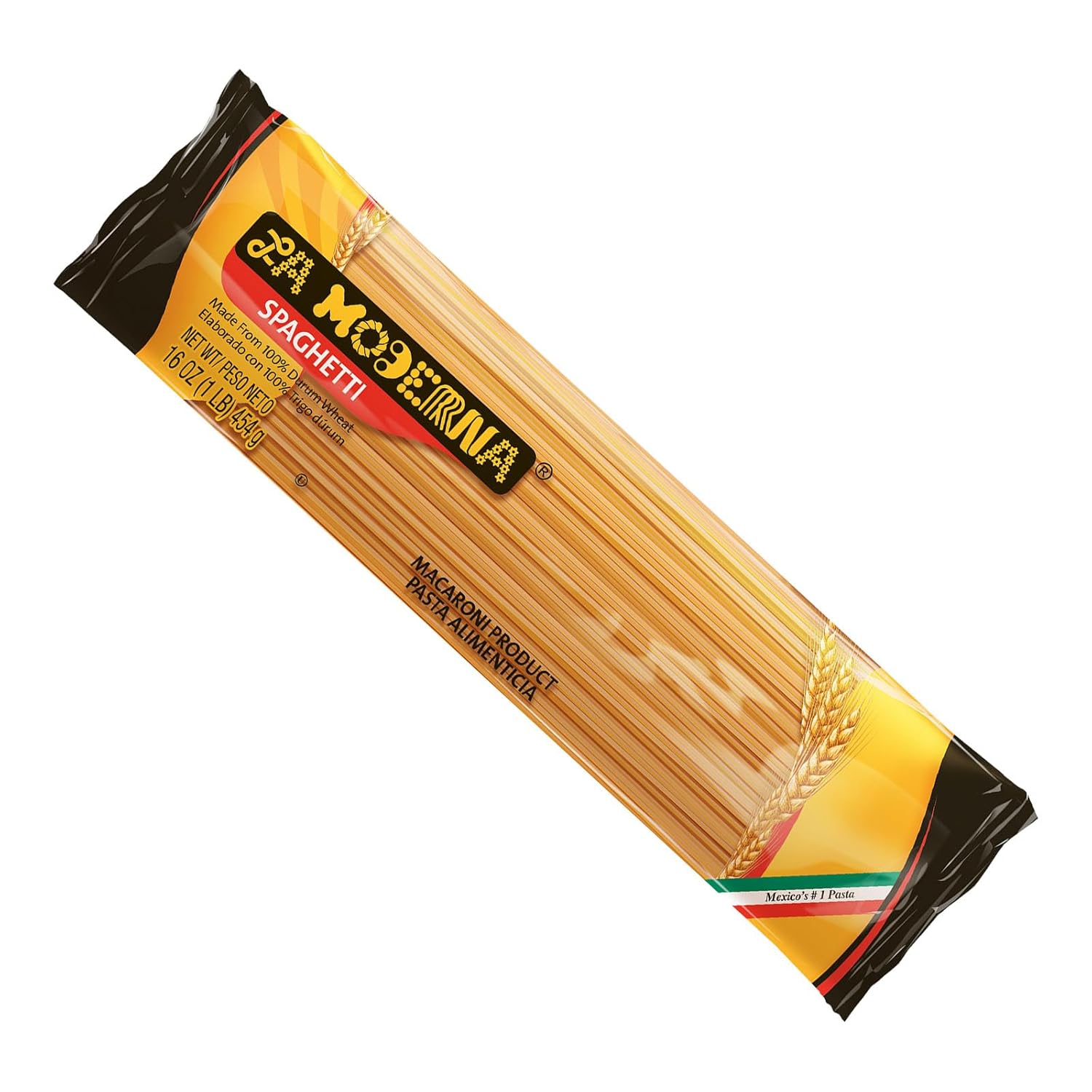 LA MODERNA, Spaghetti Pasta 16 oz (Pack of 1) | Made with Durum Wheat Semolina | Enriched with Iron & B Vitamins | Non-GMO | Kosher | Pantry Essential