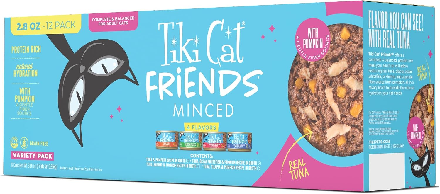 Tiki Cat Friends Wet Cat Food, Tuna Variety Pack, 2.8 oz. Cans (12 Count)