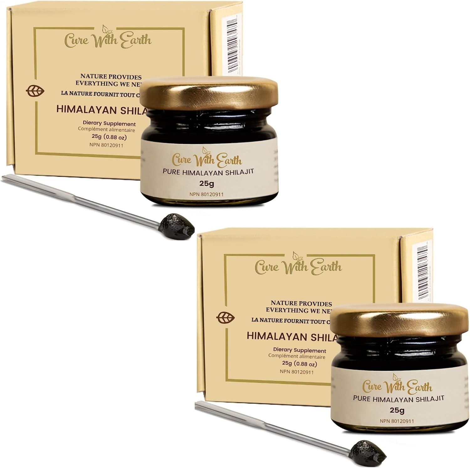 Pure Himalayan Shilajit Resin Pack of 2 (25 Each) | Tested for Safety | Natural Source of Fulvic Acid - from Cure With Earth