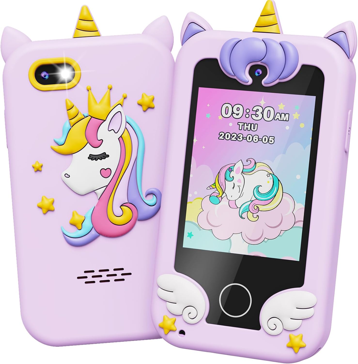 UCIDCI Kids Phone for Girls Toy Phone with Dual Camera, Toddler Mini Phone Toys with Learning Games, Travel Toys with MP3 Music Player for Christmas, Birthday Gifts for 3 4 5 6 7 Year Old Boys