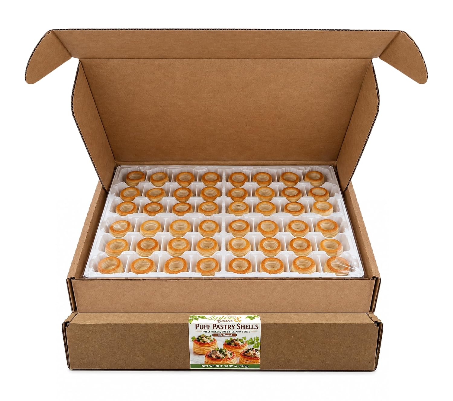 Gourmet Puff Pastry Shells | Ready to Use Mini Puff Pastry Cups for Appetizers & Desserts | Pre-Baked Flaky Pastry Shells | by Dasher’s Spice & Beans | 96 Count