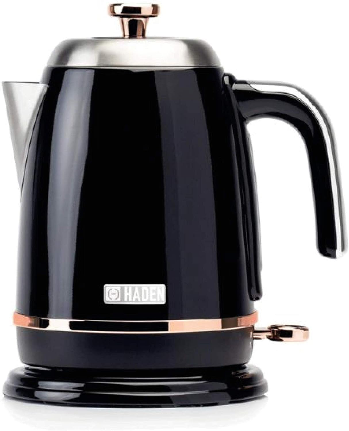 Haden Salcombe Black Kettle - 1.7L Cordless Kettle - Fast Boil 3KW - Stainless Steel with Quiet Operation, Auto Shut-Off, Boil-Dry Protection, Removable Limescale Filter, Ergonomic Handle