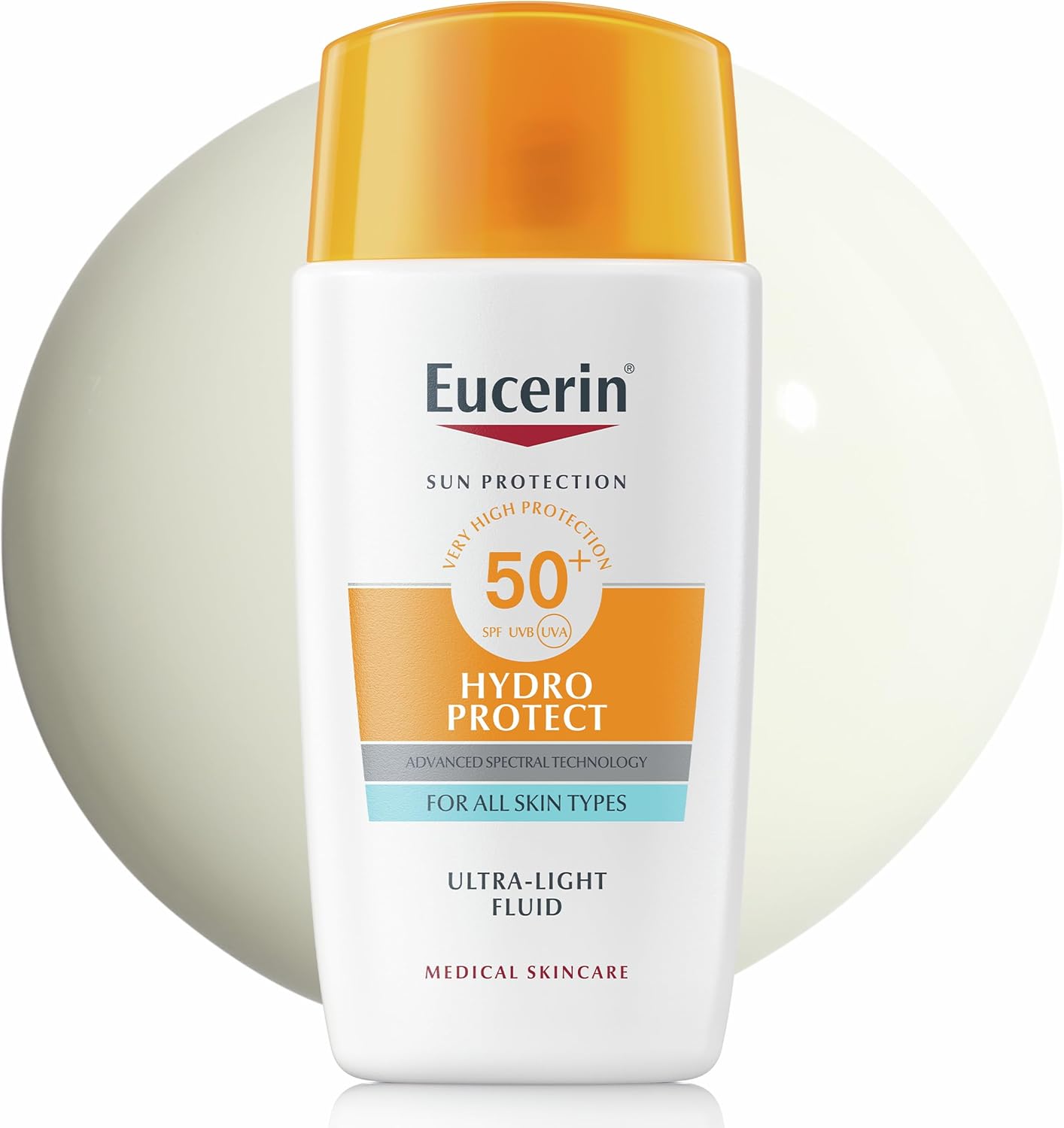 Eucerin Sun Face Hydro Protect Ultra-Light Fluid SPF 50+ 50ml, Facial Sunscreen with Non-Greasy Finish, Fast-Absorbing and Ultra Broad Spectrum Face Sun Cream