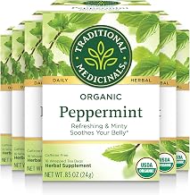 Traditional Medicinals Tea, Organic Peppermint, Soothes Your Belly, Refreshing & Minty, 96 Tea Bags (6 Pack)