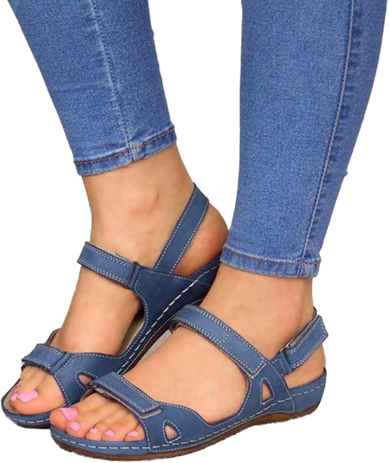 Womens Orthopedic Sandal, Comfort Wedge Sandals for Women, Orthotic Open Toe Ladies Sandals, Summer Anti-slip Platform Beach Shoes, Cushion Walk Leather Sandals with Arch Support