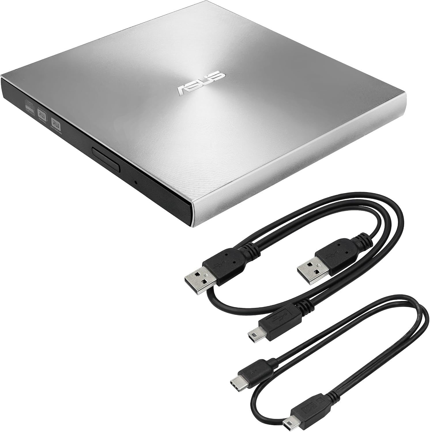 ASUS SDRW-08U9M-U/SIL 13mm External DVD Writer, Compatible with USB 2.0 and Type-C for both Mac/PC