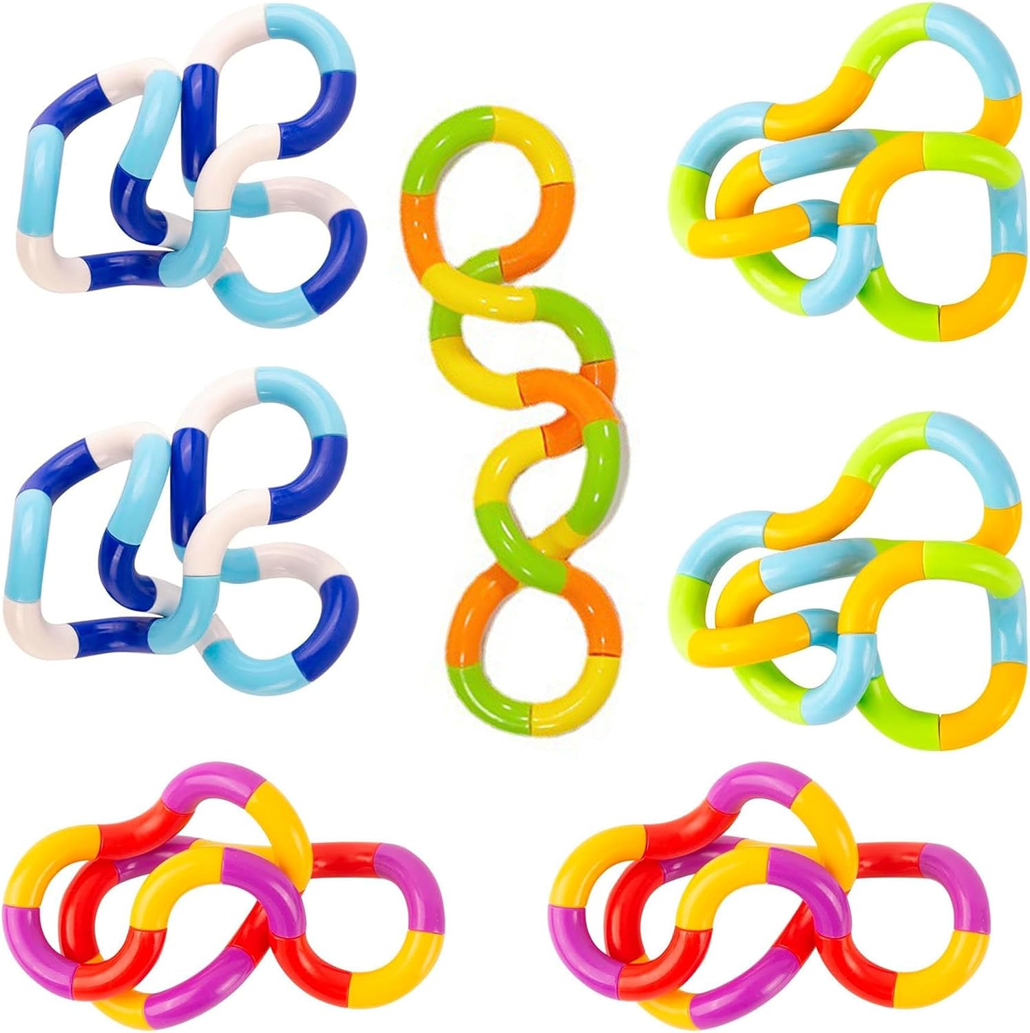 BAIYSFFG Tangle Fidget Toy 7 PCS Twisty Fidget Toy Stress Relief Stim Silent for Kids and Adults