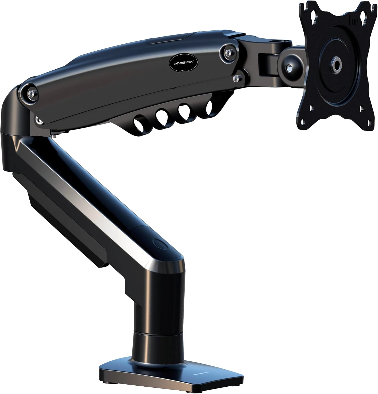 Invision Monitor Arm Desk Mount for 19-32 Inch Screens - VESA 75/100mm Desk Clamp Stand - Tool Free Height Adjustment with Tilt Swivel Rotate - Increased Load Capacity from 2-9kg MX200 Single Arm