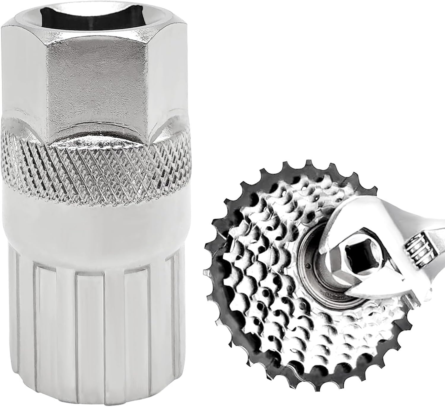 Artomnivera For Shimano Cassette Removal Tool, Freewheel Removal Tool for Cyclists, Silver Freewheel Remover Tool for Shimano Sunrace Sram Dnp 6 7 8 9 10 11 Speed (Sliver)
