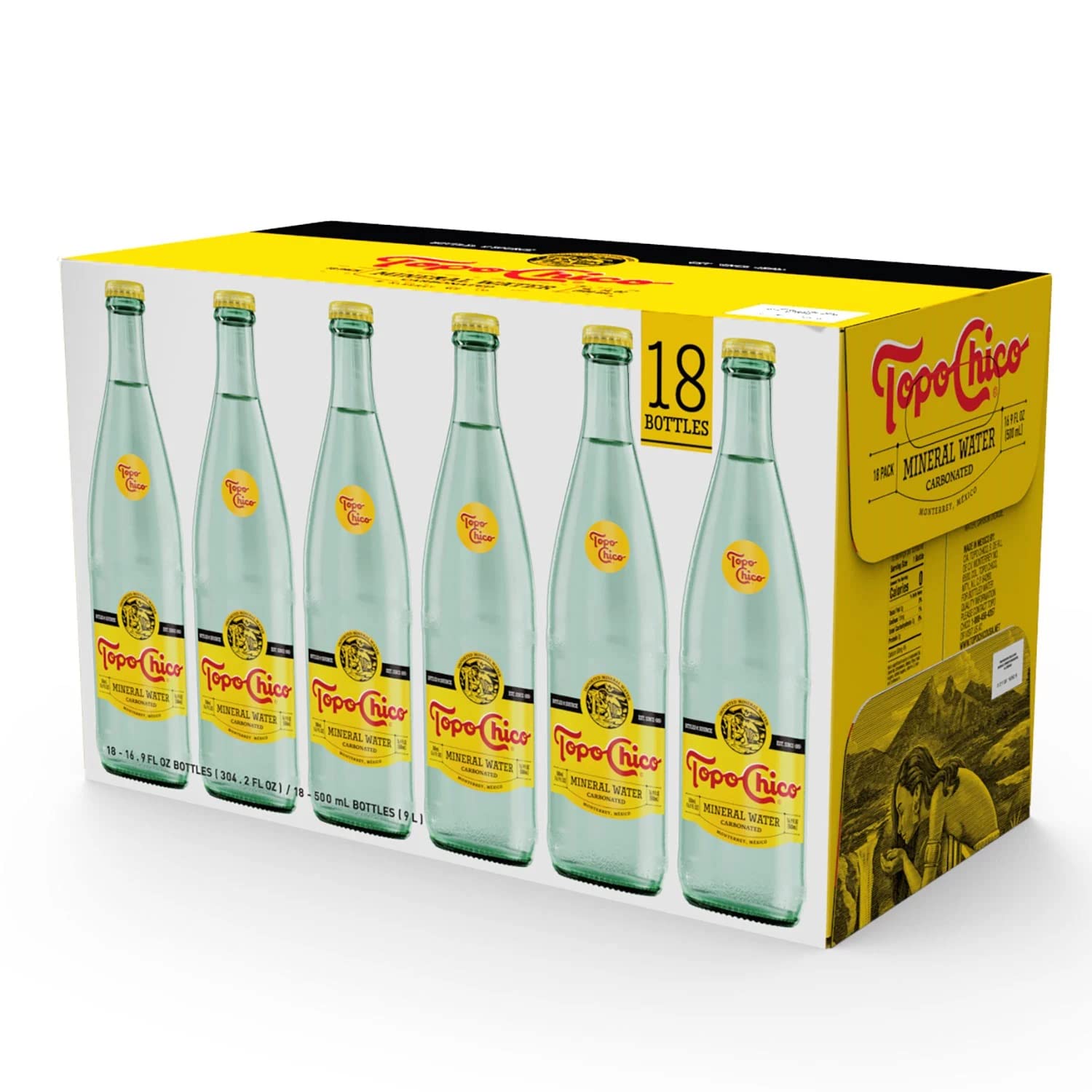 Topo Chico - Carbonated Mineral Water, Glass Bottles 16.9 fl. oz., 18 304.2 Fl Oz