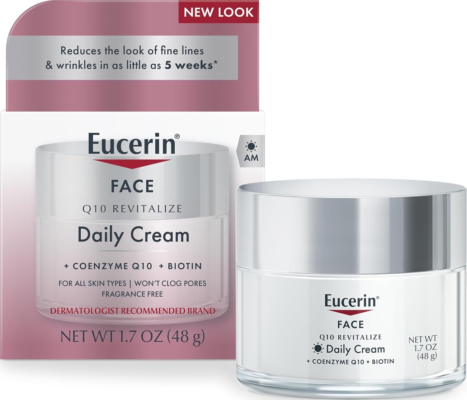 Eucerin Q10 Anti-Wrinkle Face Cream, Unscented Face Cream for Sensitive Skin, 1.7 Oz Jar