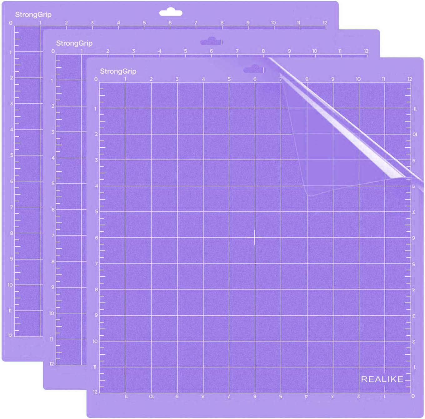 REALIKE 12x12 StrongGrip Cutting Mat Compatible with Cricut Maker 3/Maker 4/Maker/Explore 3/4/Air 2/Air/One(3 Mats), Gridded Adhesive Non-Slip Cut Mat for Crafts, Quilting, Sewing and All Arts