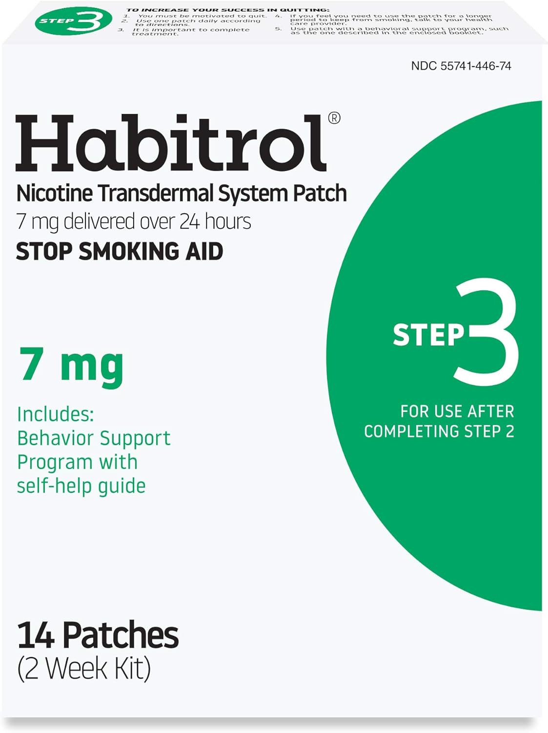 Habitrol Nicotine Transdermal System Patch | Stop Smoking Aid | Step 3 (7 mg) | 14 Patches | (2 Week Kit)