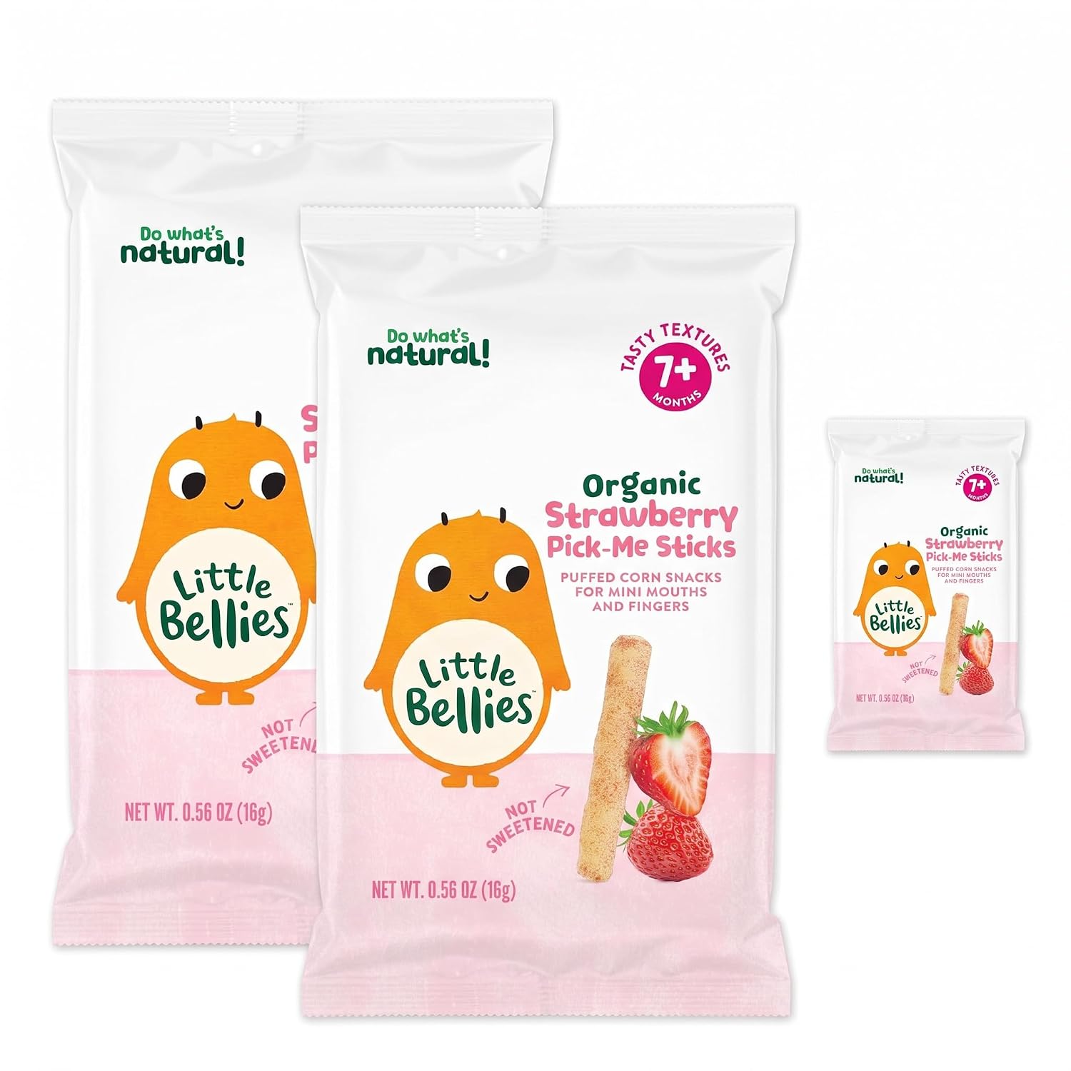 Little Bellies Organic Strawberry Pick-Me Sticks Baby Snack, 0.56 oz (Pack of 10)