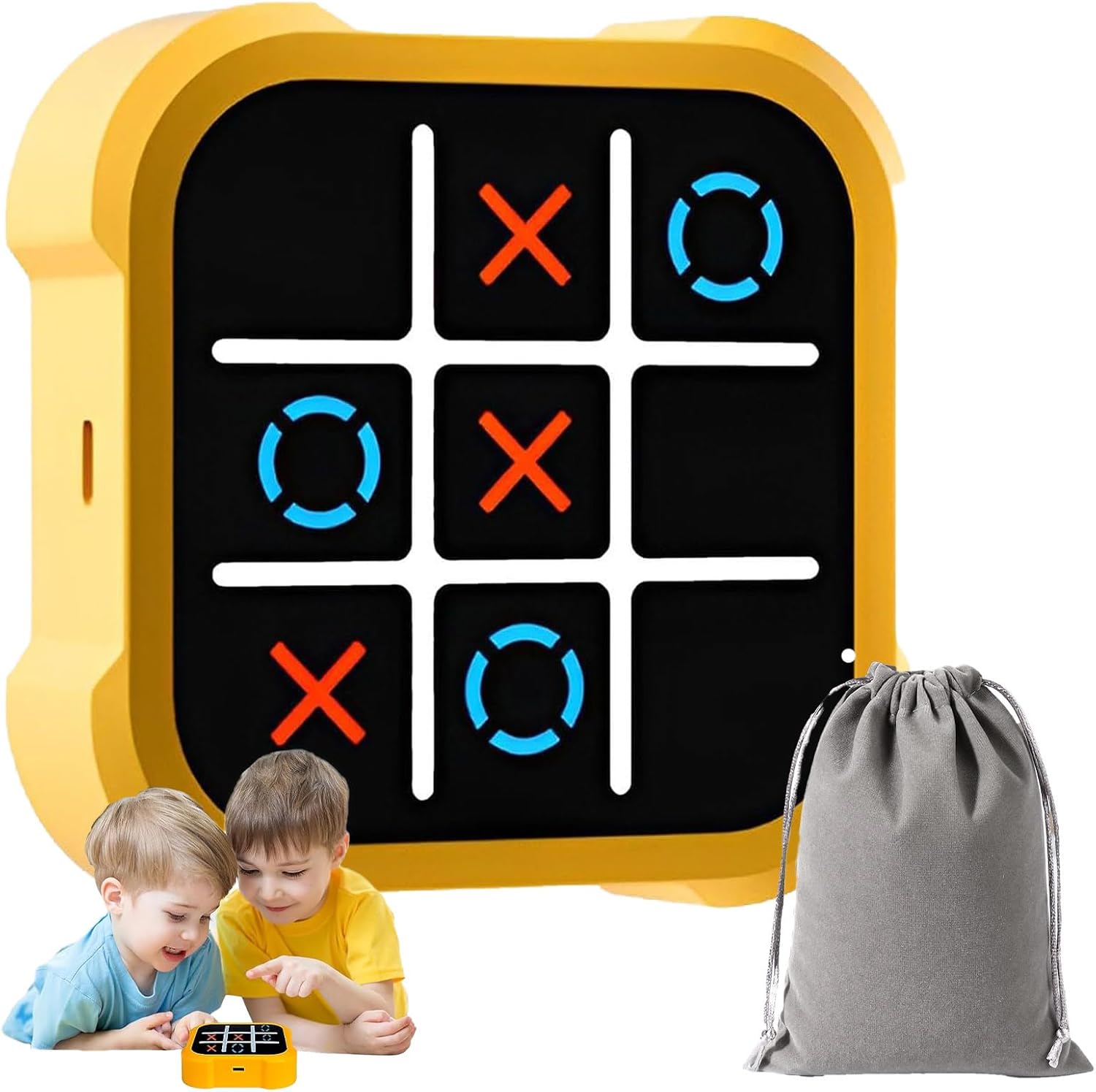 Electronic Board Toe Toy Game,3 in 1 Handheld Puzzle Game Console,Electronic Toe Bolt Game,Portable Travel Games with Gray Storage Bag,for Educational and Memory Growth,Kids and Adults(Yellow)