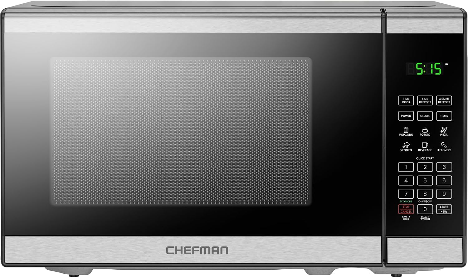 Chefman Countertop Microwave Oven 0.7 Cu. Ft. Digital Stainless Steel Microwave 700 Watts with 6 Auto Menus, 10 Power Levels, Eco Mode, Memory, Mute Function, Child Safety Lock, Easy Clean