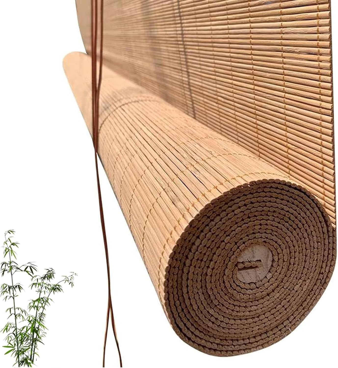 Natural Bamboo Roller Blind,Roman Shades,Wooden Blind Bamboo Screen Divider Curtain Privacy Blind Blackout Roller Blinds,for Office Bedrooms Window Decoration,Custom (W145xH240cm(57x95in))