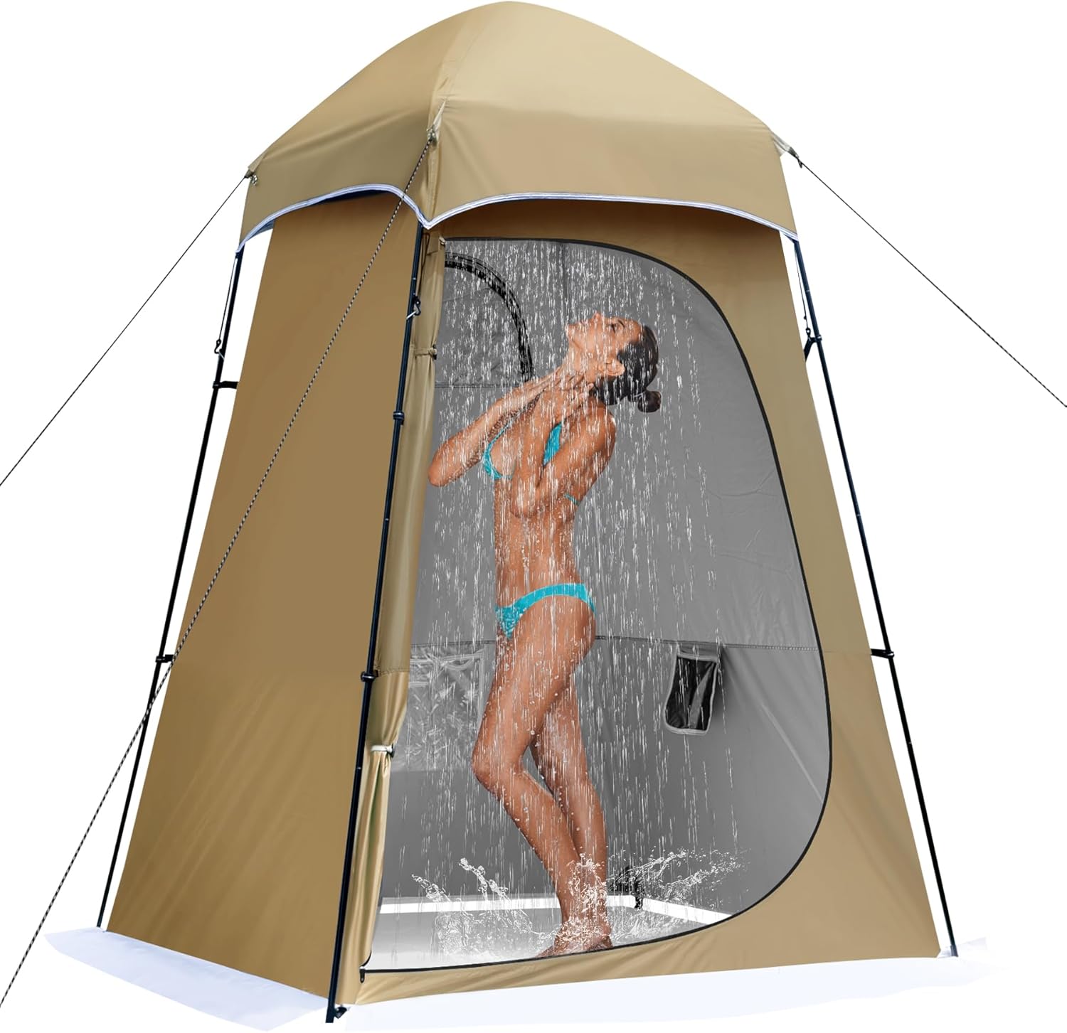 Camping Shower Tent, 7.9 FT Extra Tall Oversize Privacy Tent, Portable Outdoor Bathroom Toilet Tent with Floor, Easy Set Up Privacy Shelter for Dressing, Hiking, Fishing, UPF50+