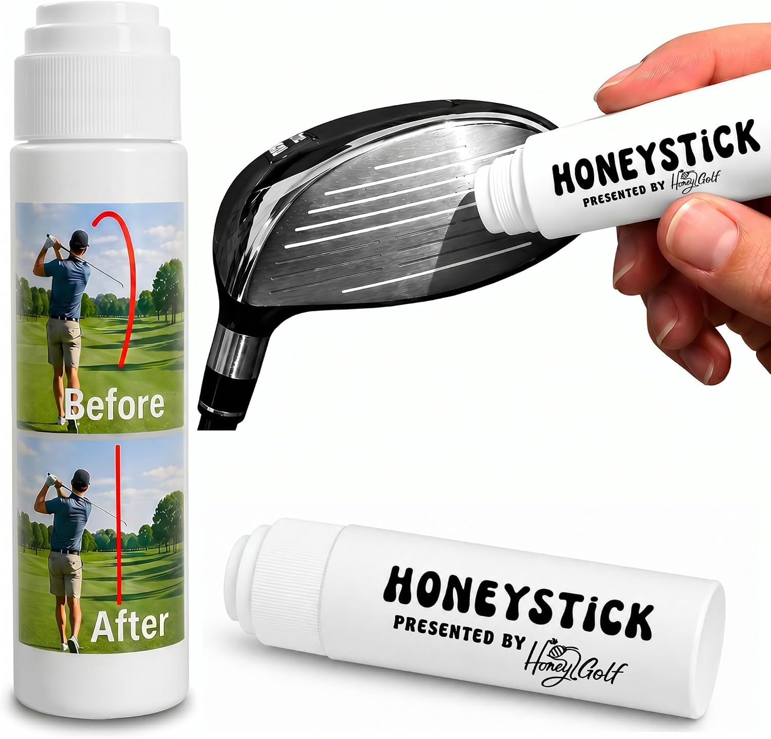HoneyStick Anti Slice Gel for Golf Clubs - Anti-Hook Spin Reducer for Driver, Woods, Hybrids, Irons - Golf Accessories for Men - Golfers Must Haves & Essentials