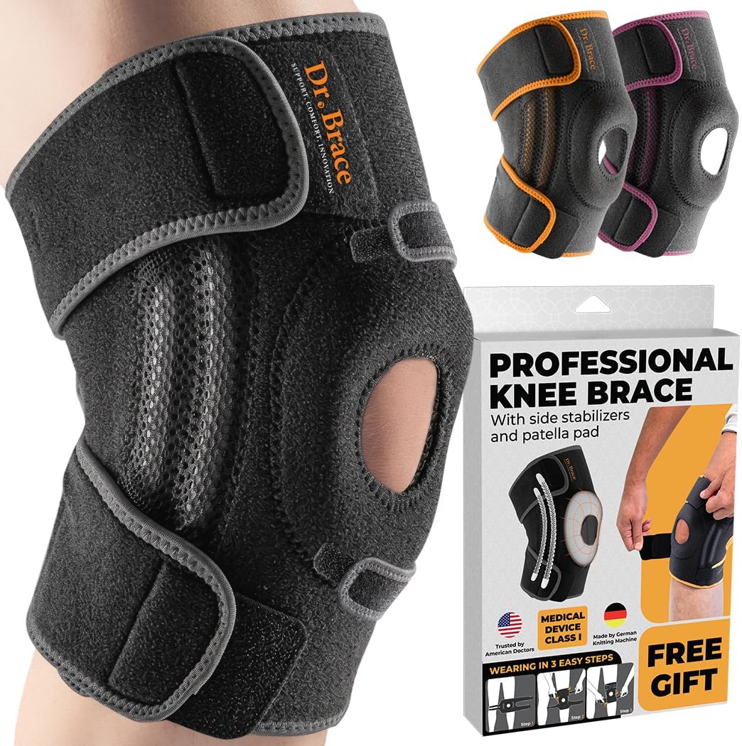 DR. BRACE ELITE Knee Brace with Side Stabilizers & Patella Gel Pads