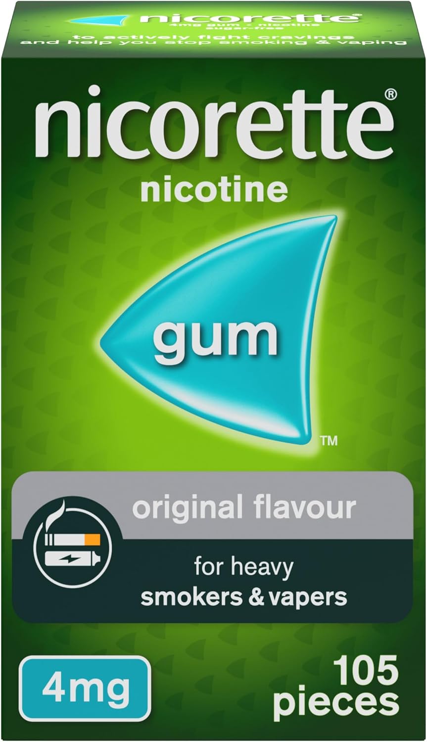 Nicorette 4mg Sugar Free Original Flavour Gum Nicotine 105 Pieces