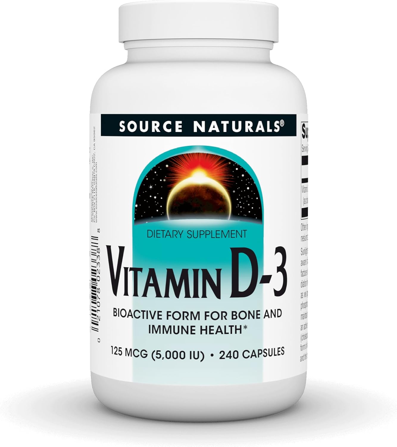 Source Naturals Vitamin D-3 5000 iu Supports Bone & Immune Health - 240 Capsules