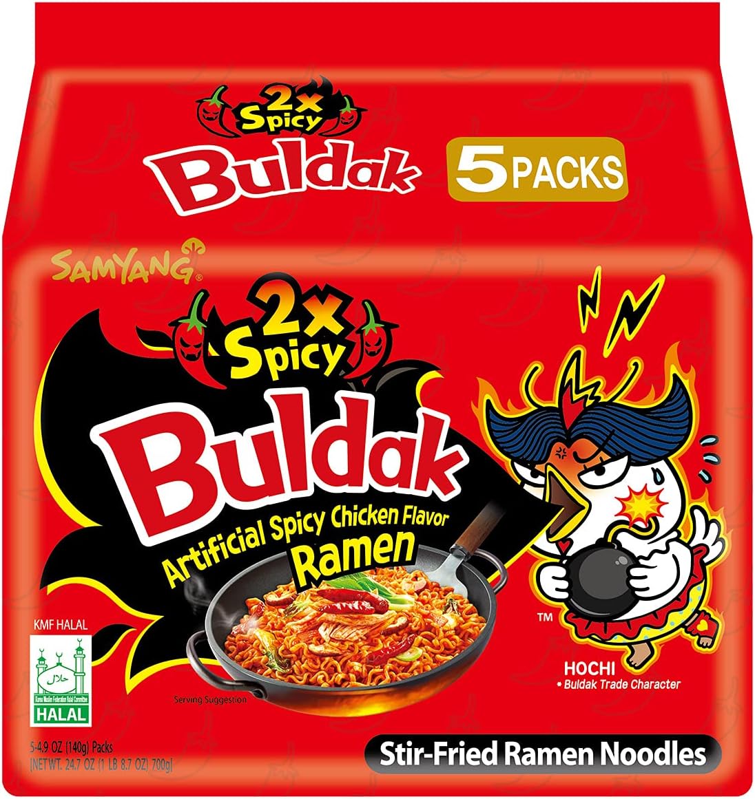 Samyang Hack Buldak Bokeum Ramen 5Pcs Hot Spicy Fire Noodle Spiciest Standard Shipping
