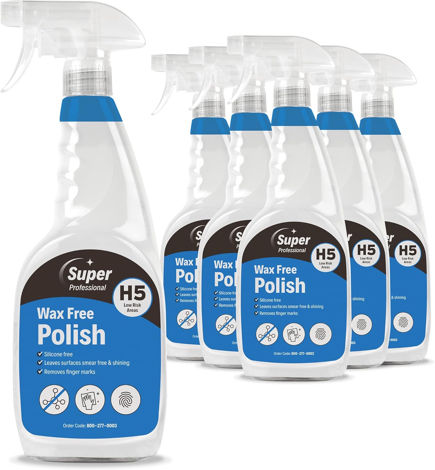 Super Professional Wax Free Polish 750ml x 6 – H5 – Suitable for Wood, Veneer, Stainless Steel and Glass, Pink
